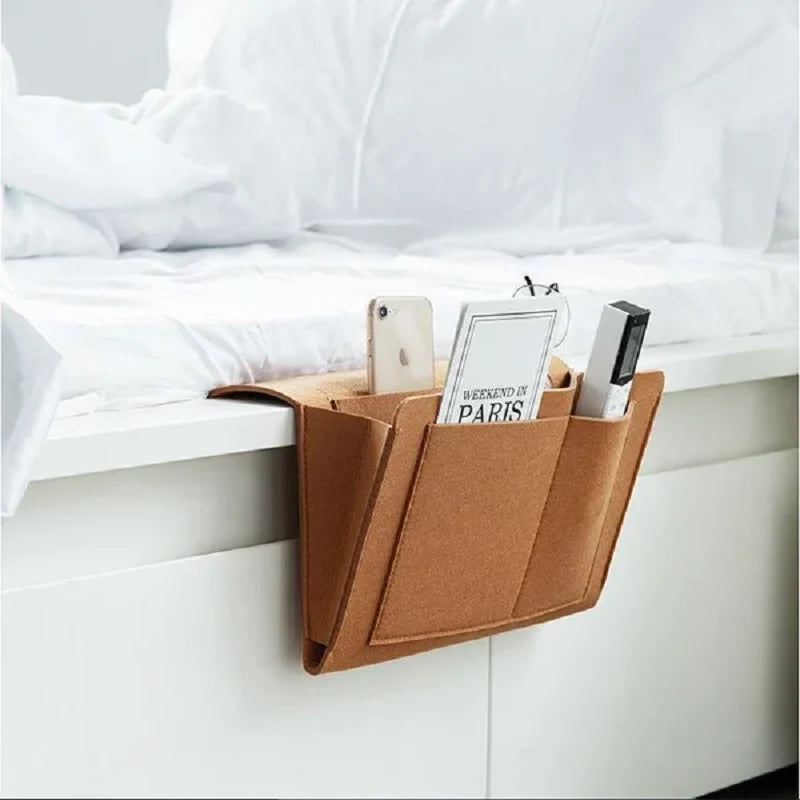 Bedside Organizer Felt Multiple Pockets Tool-Free Setup