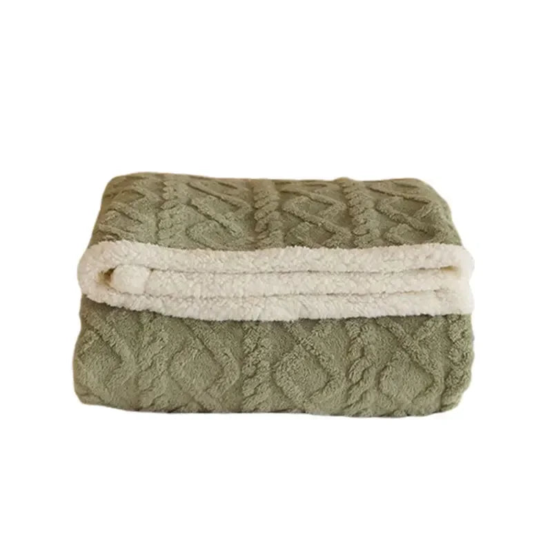 Blanket Thick Lambswool Reversible Machine Washable & Water-Repellent