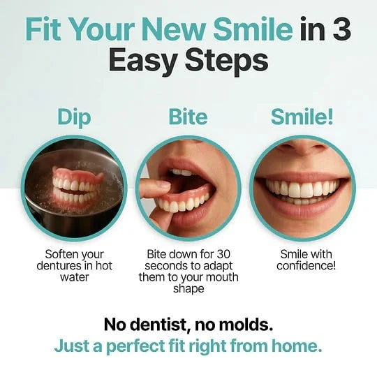 Full Denture Set Flexible Cushion Grip Upper & Lower