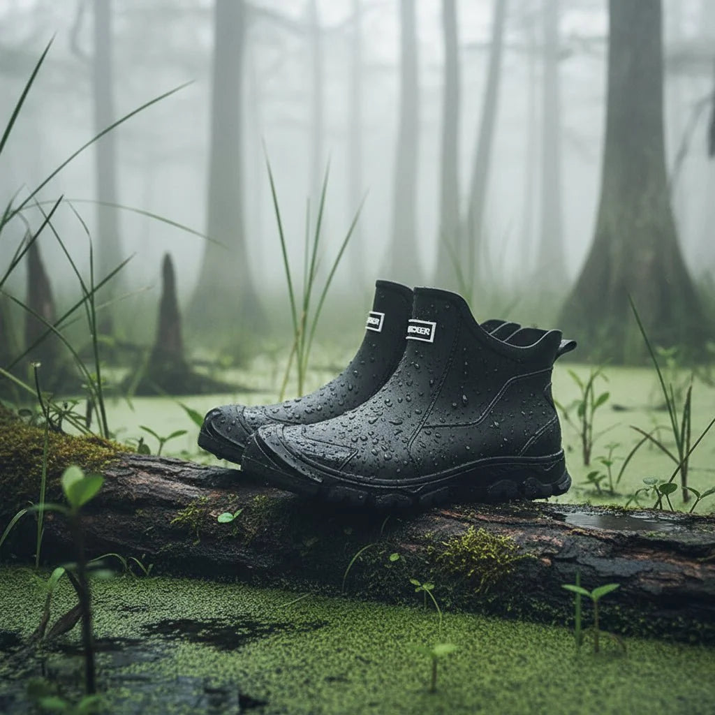 Rubber Boots Waterproof PVC Non-Slip Tread Ankle-High