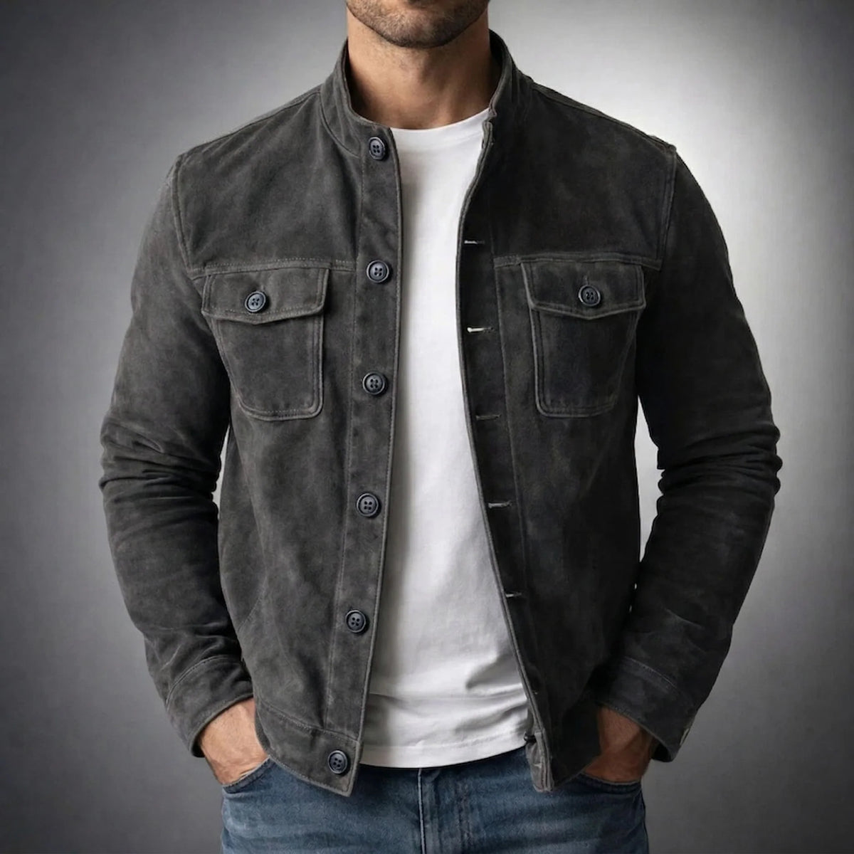 Shirt Jacket Suede Soft Lining Flap Pockets
