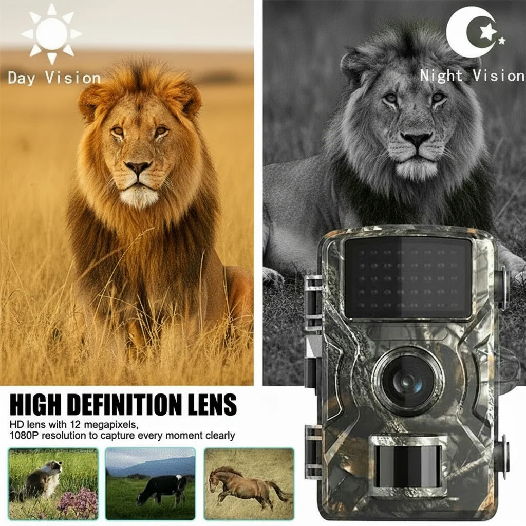 Wildlife Camera No-Glow Night Vision Weatherproof 1080P HD