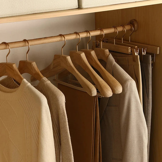 Wooden Clothes Hangers Wide Garment-Supporting Set of 3