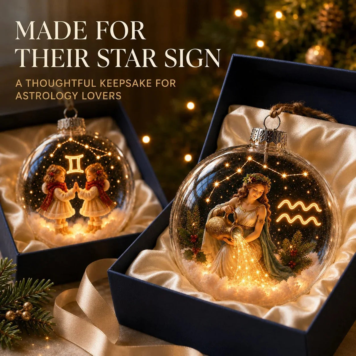 Zodiac Christmas Ornament Lighted Globe Constellation Design