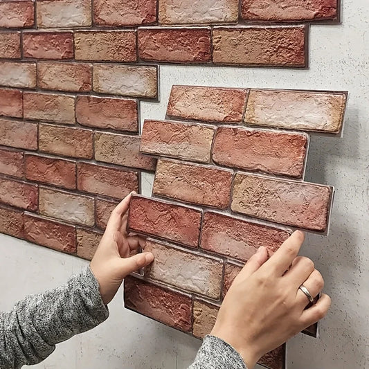 3D Wall Panels Brick & Wood Peel-And-Stick Water-Resistant