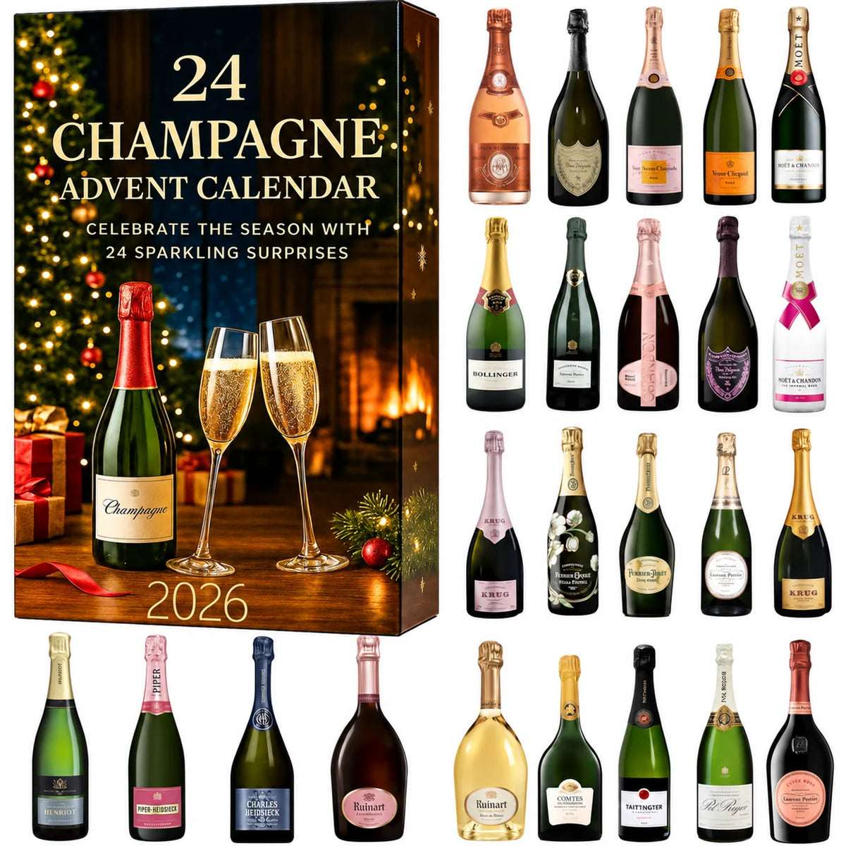 Advent Calendar 24 Numbered Doors With Decorative Miniature Bottles