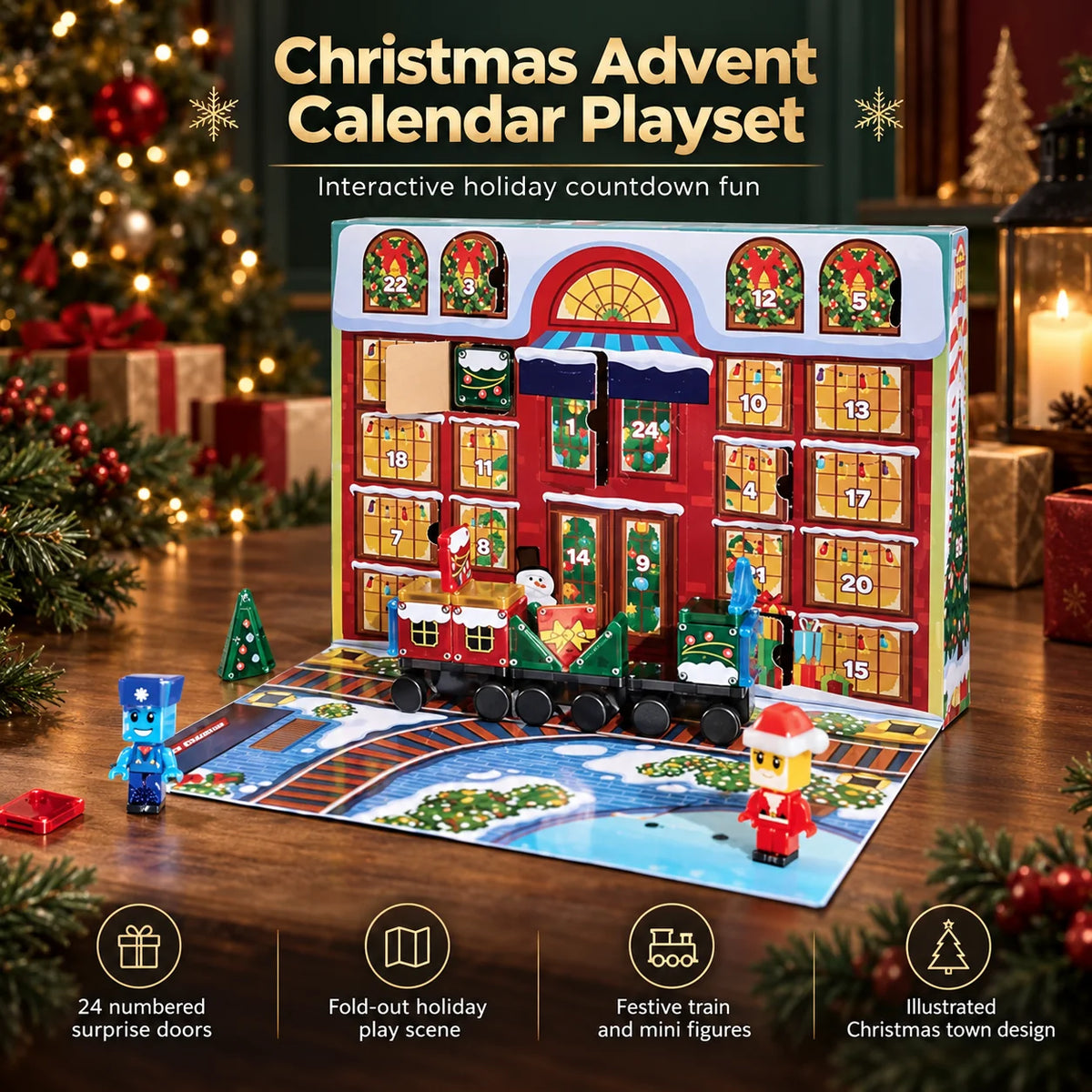 Advent Calendar Magnetic Building Reusable Multicolor