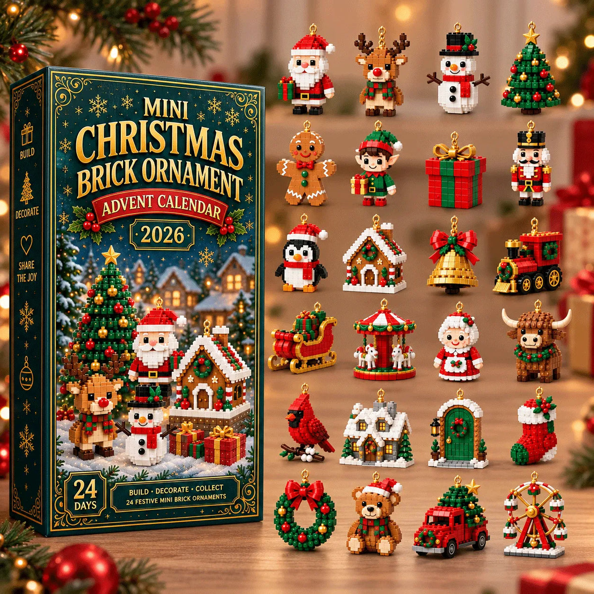 Advent Calendar Mini Brick Buildable Ornaments Set of 24