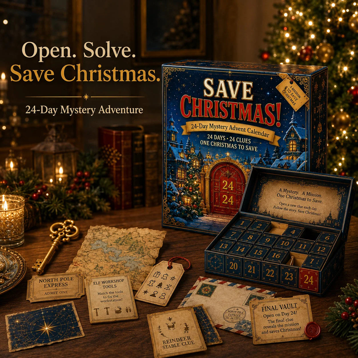 Advent Calendar Mystery Puzzle 24-Day Screen-Free Challenges