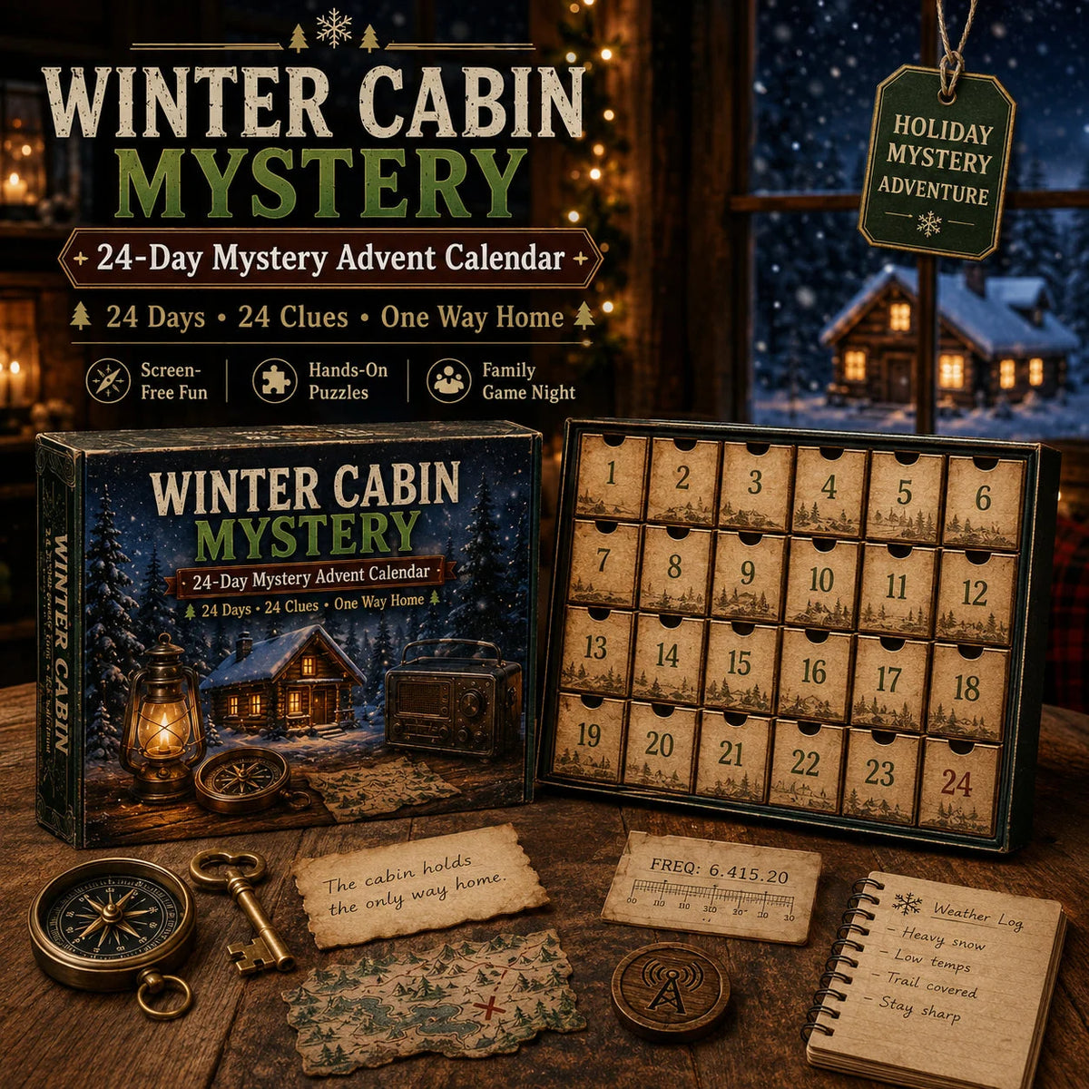 Advent Calendar Mystery Puzzle 24-Day Screen-Free Challenges