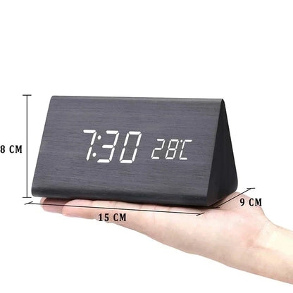 Alarm Clock Voice Control Wooden Finish