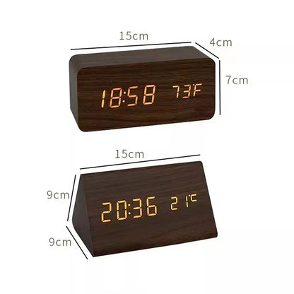 Alarm Clock Voice Control Wooden Finish