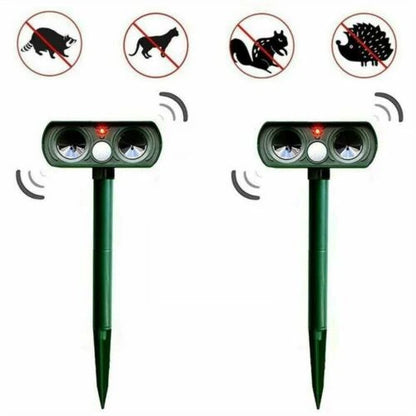 Animal Repeller Solar-Powered Motion-Activated Ultrasonic Deterrent