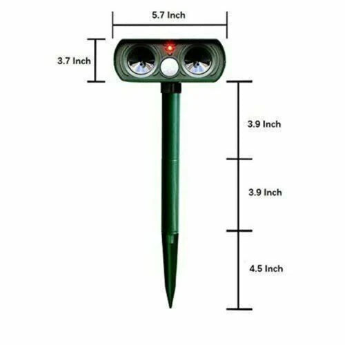 Animal Repeller Solar-Powered Motion-Activated Ultrasonic Deterrent