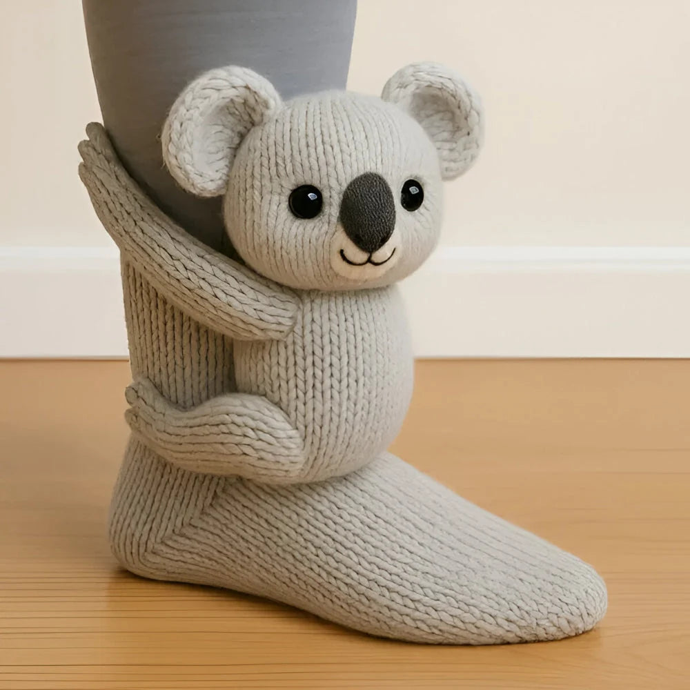 Animal Slipper Socks Plush Fleece Non-Slip Grip Soles