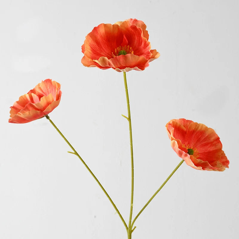 Artificial Poppy Flower Stem Lifelike No Maintenance Required