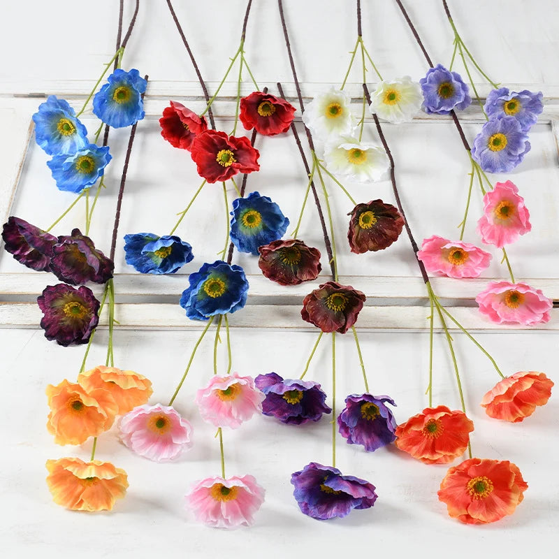 Artificial Poppy Flower Stem Lifelike No Maintenance Required