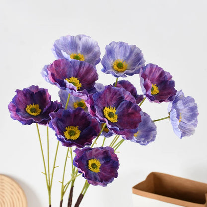 Artificial Poppy Flower Stem Lifelike No Maintenance Required