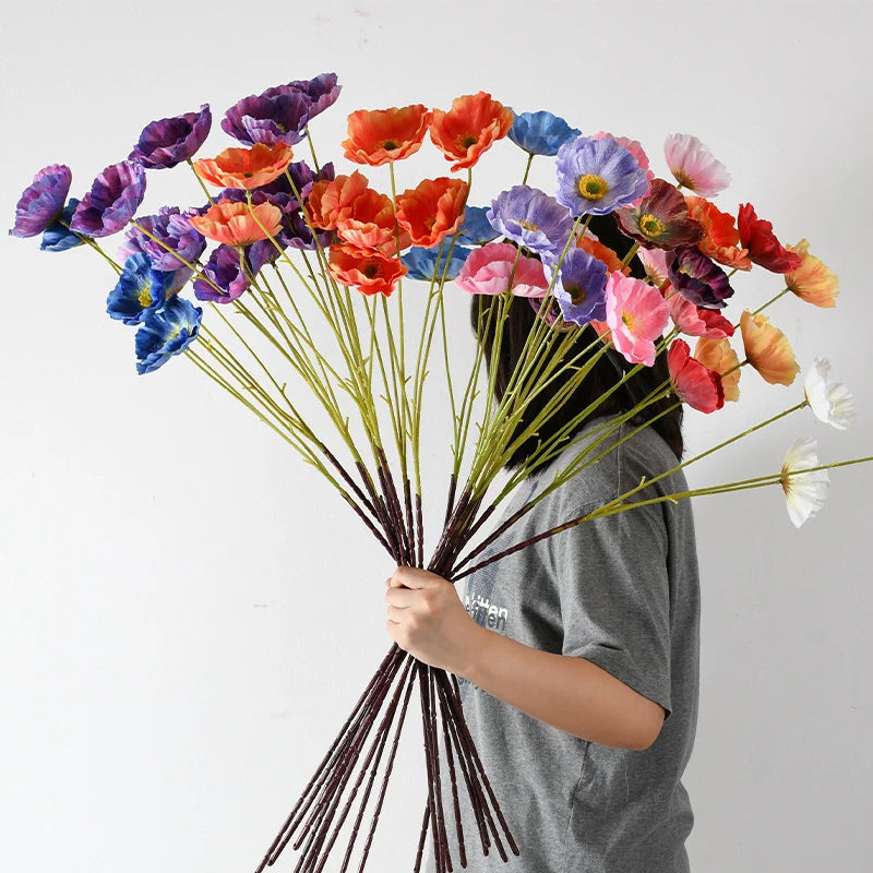 Artificial Poppy Flower Stem Lifelike No Maintenance Required
