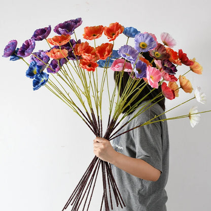 Artificial Poppy Flower Stem Lifelike No Maintenance Required