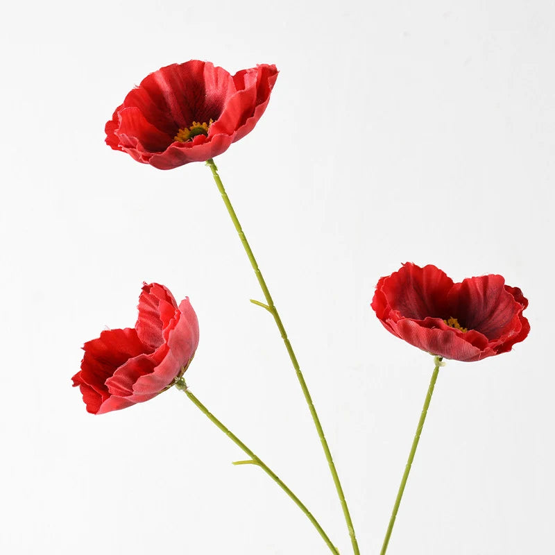 Artificial Poppy Flower Stem Lifelike No Maintenance Required