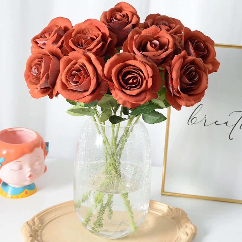 Artificial Rose Stem Realistic Silk Low-Maintenance Decor