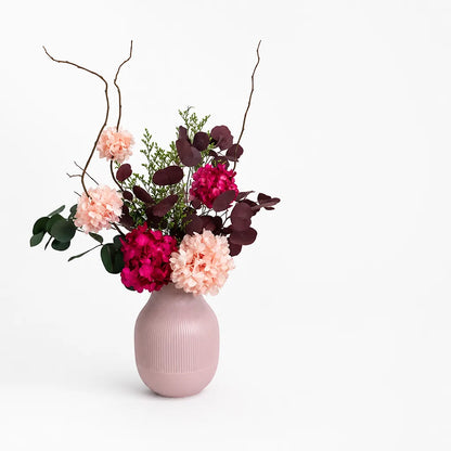 Artificial Tabletop Floral Vase Arrangement With Realistic-Look Blooms