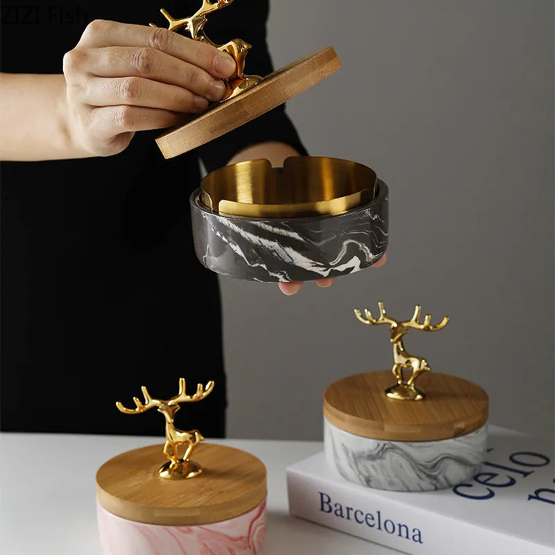 Ashtray Ceramic Deer Design Compact & Lightweight