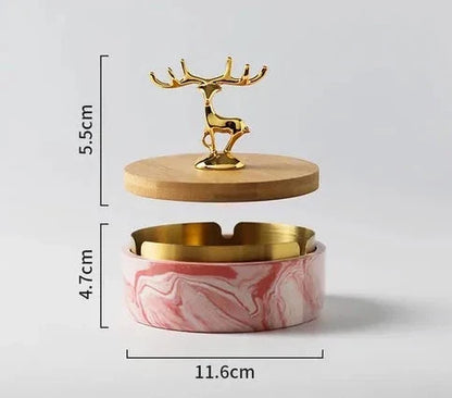 Ashtray Ceramic Deer Design Compact & Lightweight