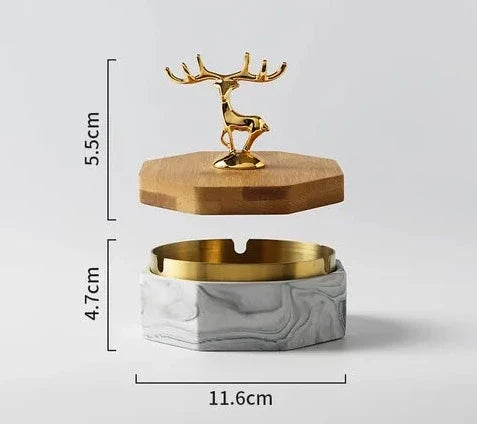 Ashtray Ceramic Deer Design Compact & Lightweight