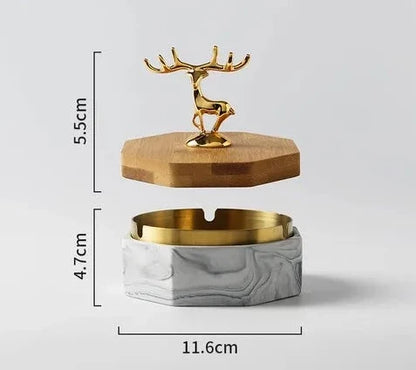 Ashtray Ceramic Deer Design Compact & Lightweight