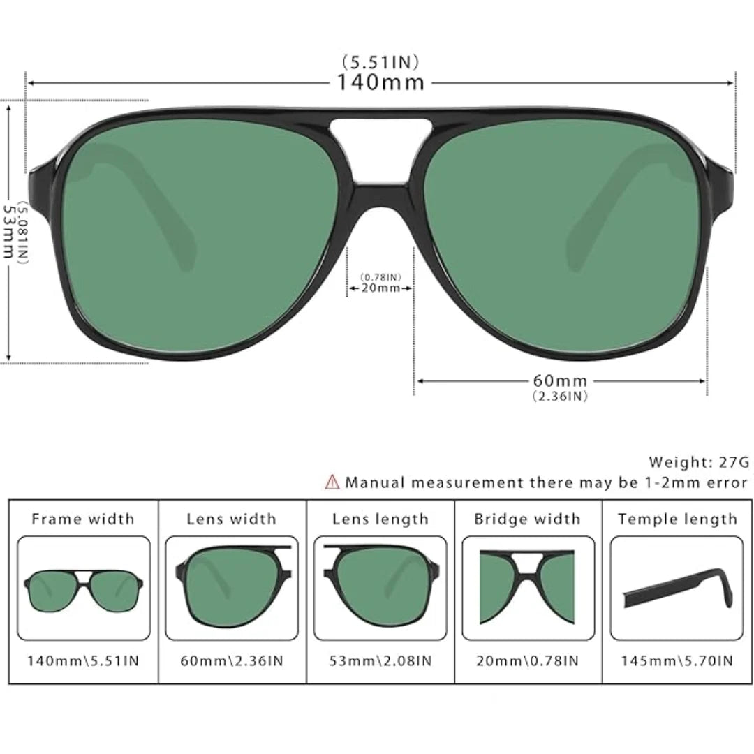 Aviator Sunglasses Oversized Retro UV400 Protection