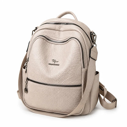 Backpack Genuine Leather Multiple Compartments & Padded Straps