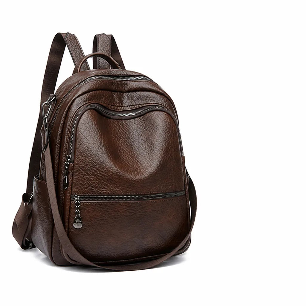 Backpack Genuine Leather Multiple Compartments & Padded Straps