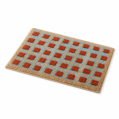 Bath Mat Retro Check Cotton Tufted Non-Slip