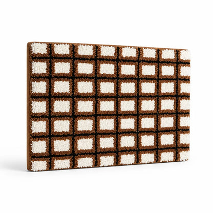 Bath Mat Retro Check Cotton Tufted Non-Slip