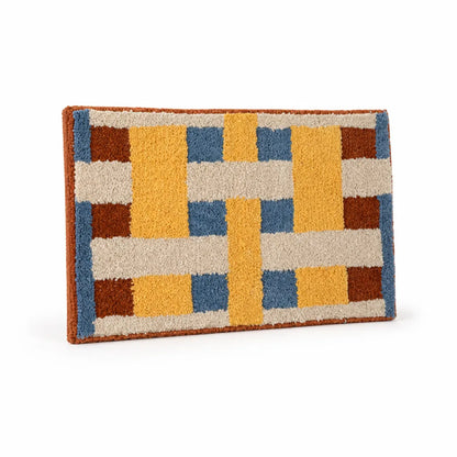 Bath Mat Retro Check Cotton Tufted Non-Slip