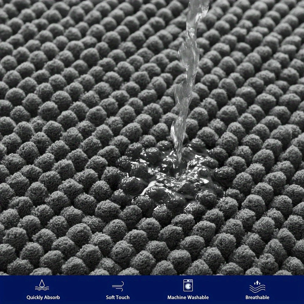 Bath Mat Round Chenille Non-Slip Quick-Drying