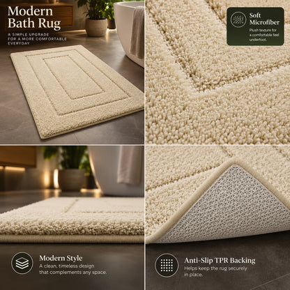 Bath Mat & Runner Absorbent Microfiber Non-Slip Machine Washable