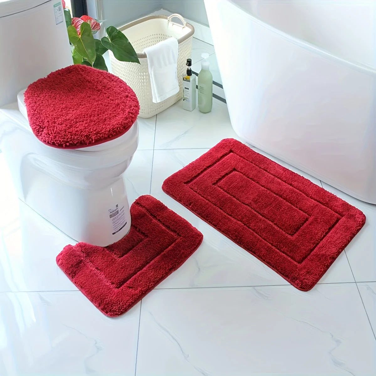 Bath Mat Set Non-Slip Quick-Drying Microfiber Set of 2