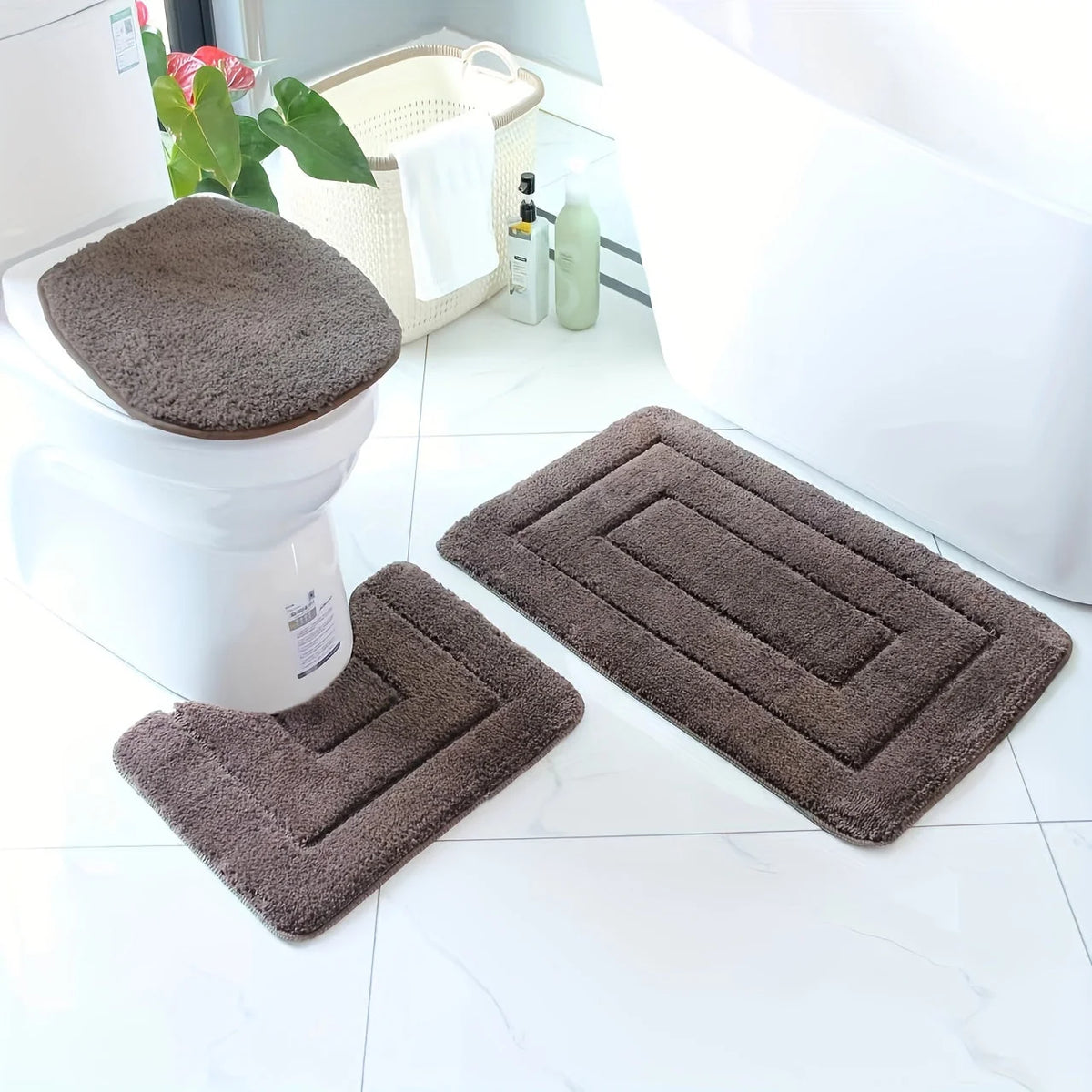 Bath Mat Set Non-Slip Quick-Drying Microfiber Set of 2