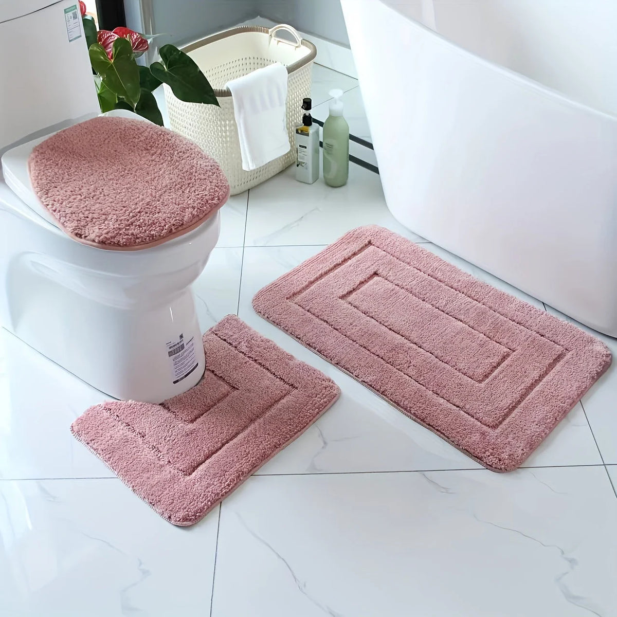 Bath Mat Set Non-Slip Quick-Drying Microfiber Set of 2