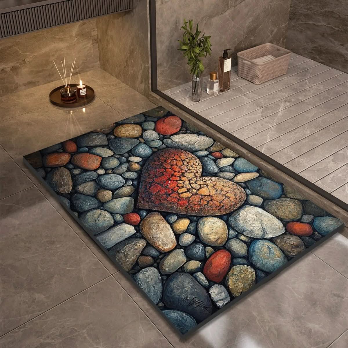 Bath Mat Stone-Look Ultra-Fast Drying & Non-Slip Backing