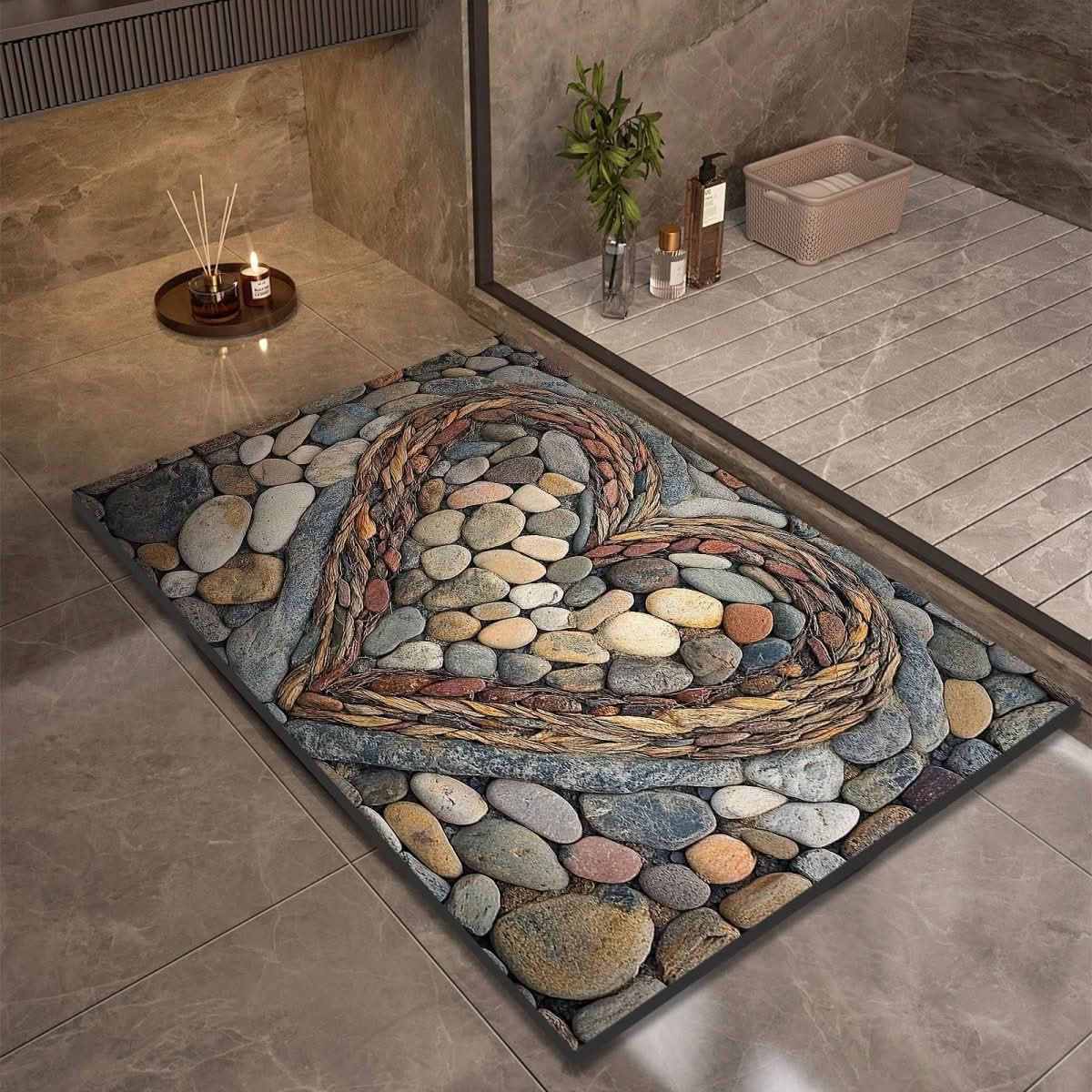 Bath Mat Stone-Look Ultra-Fast Drying & Non-Slip Backing