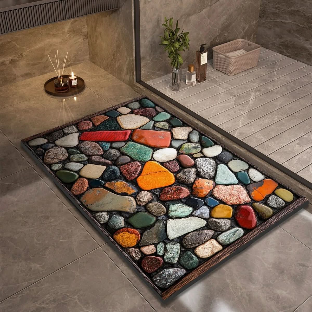 Bath Mat Stone-Look Ultra-Fast Drying & Non-Slip Backing