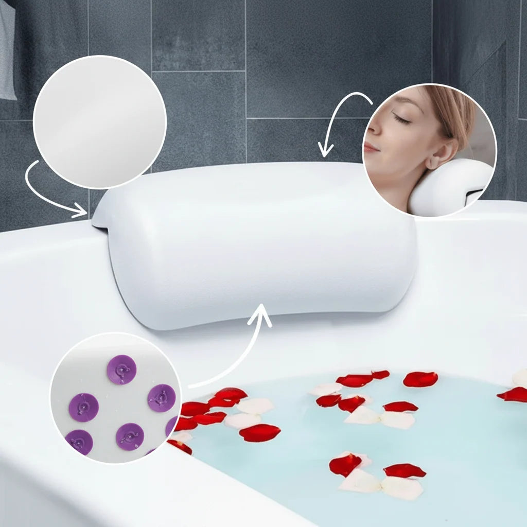 Bath Pillow Contoured Foam Support with Suction Cups