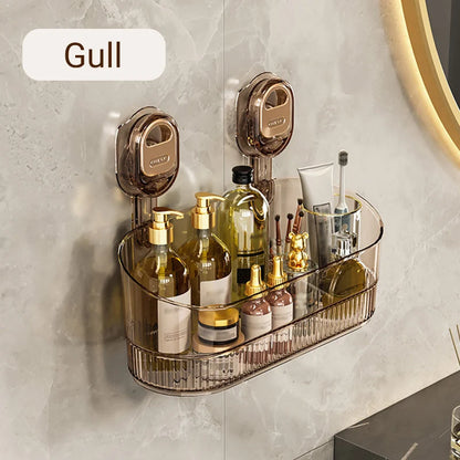 Bathroom Storage Rack Suction Cup No-Drill Drainage Hole