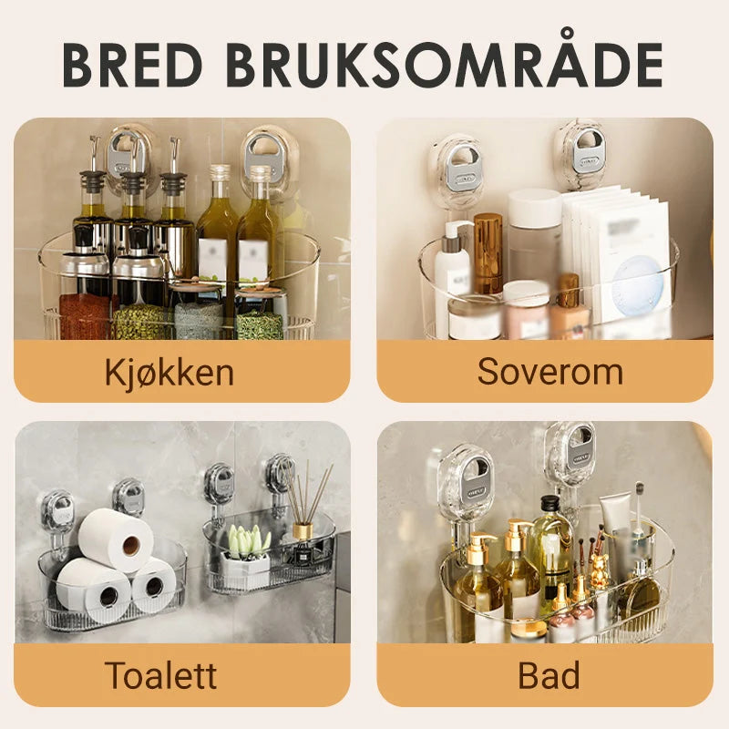 Bathroom Storage Rack Suction Cup No-Drill Drainage Hole