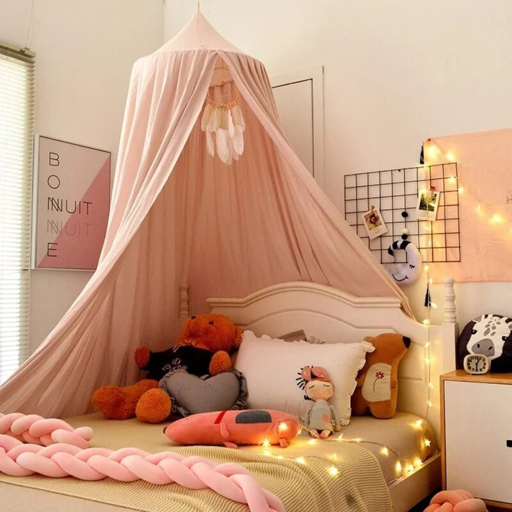 Bed Canopy for Kids Breathable Polyester-Cotton Ceiling Mounting Kit