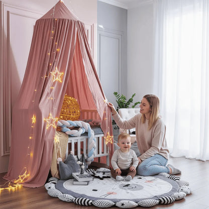 Bed Canopy for Kids Breathable Polyester-Cotton Ceiling Mounting Kit